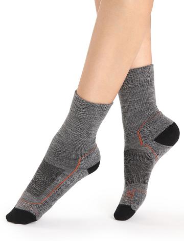 Chaussettes Icebreaker Merino Hike+ Light Crew Femme Grise Noir | FR 1426ZUTG